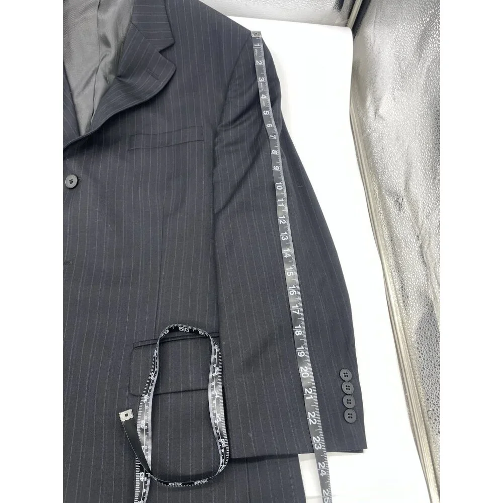 Oscar De La Renta Mens Black Suit Blazer Jacket 1Wool Size‎ 42R Preppy Career